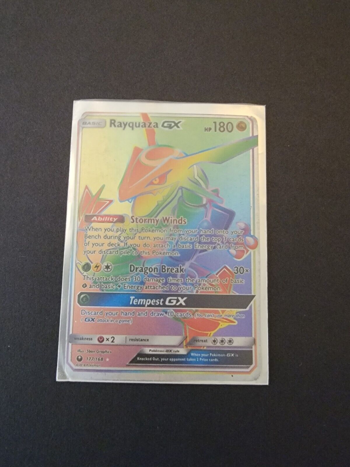 Mavin  Rayquaza GX SECRET RAINBOW RARE FULL ART Pokemon Celestial Storm  177/168 NM/M