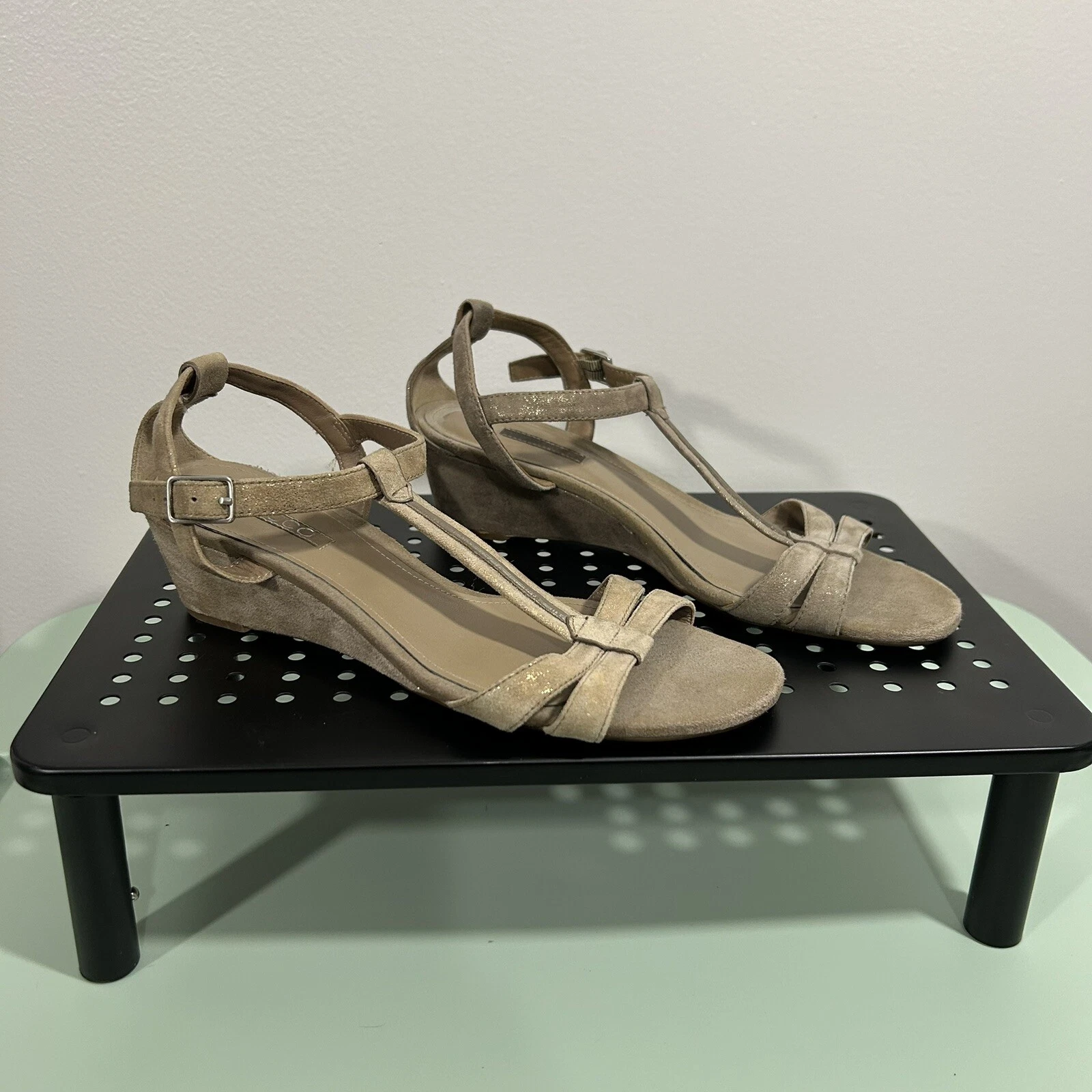 Ecco Rivas sandali donna taglia 39 EUR 8 8 5 US scarpe con zeppa in pelle scamosciata marrone