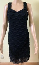 PHILOSOPHY DRESS SMALL TRUE BLACK FIT & FLARE CUT-OUT.zipper Back.elegant