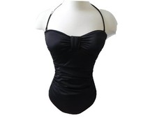 J.CREW Sz. 2 PADDED KNOT BANDEAU TANK BLACK SWIMSUIT NWT Swim Full Coverage