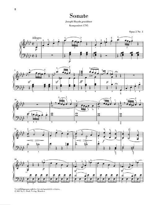 Ludwig van Beethoven Piano Sonata No. 1 in F minor, Op. 2, No. 1