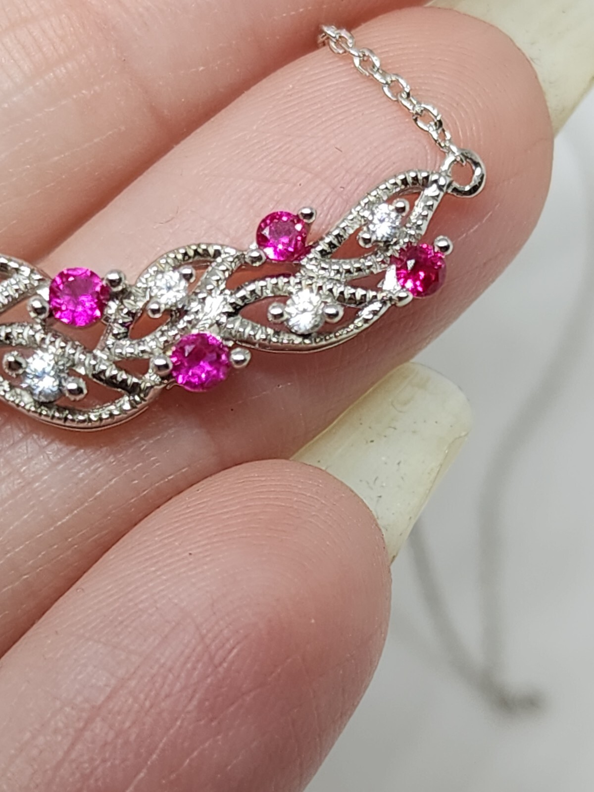 Sterling Silver Lab Created Ruby & White Sapphire… - image 12