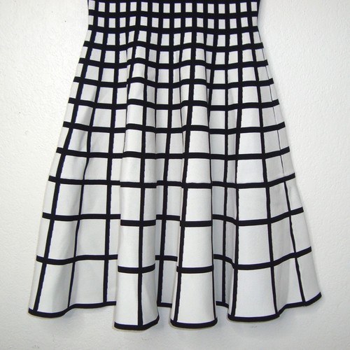 JONATHAN SIMKHAI White Black Windowpane Fit & Flare Dress Size 36 (US 4) - Picture 10 of 13