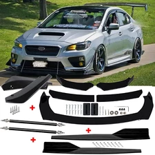 For Subaru Impreza Front Rear Bumper Lip+Spoiler Body Kit Splitter Side Skirt