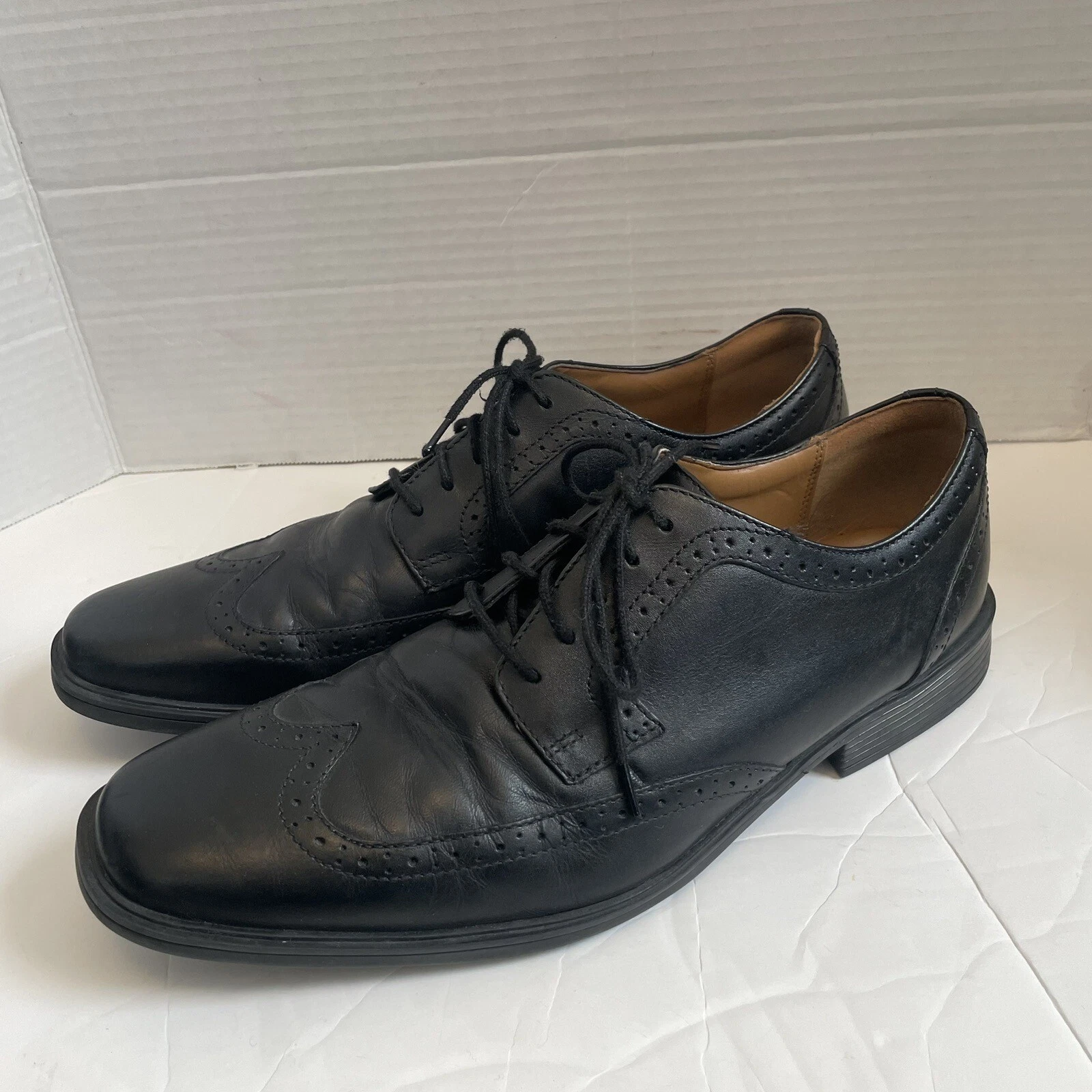 Scarpe Clarks Tilden Wing Oxford da uomo in pelle nera taglia 10 5 M
