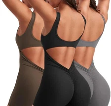 Scrunch Butt  Backless One-Piece shorts Jumpsuit