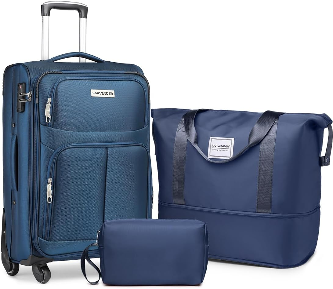 3-Piece Expandable Softside Luggage Set Airline Approved 22x14x9