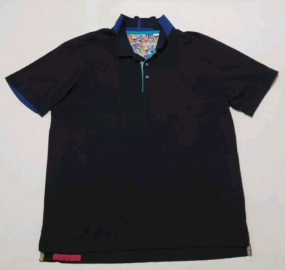 Robert Graham Men's Size XL Classic Fit Black Short Sleeve Polo