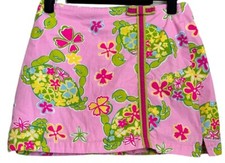 Vintage Lilly Pulitzer Skort Skirt Shorts PINK SANDS MUSCLE BEACH crab 10 GIRL