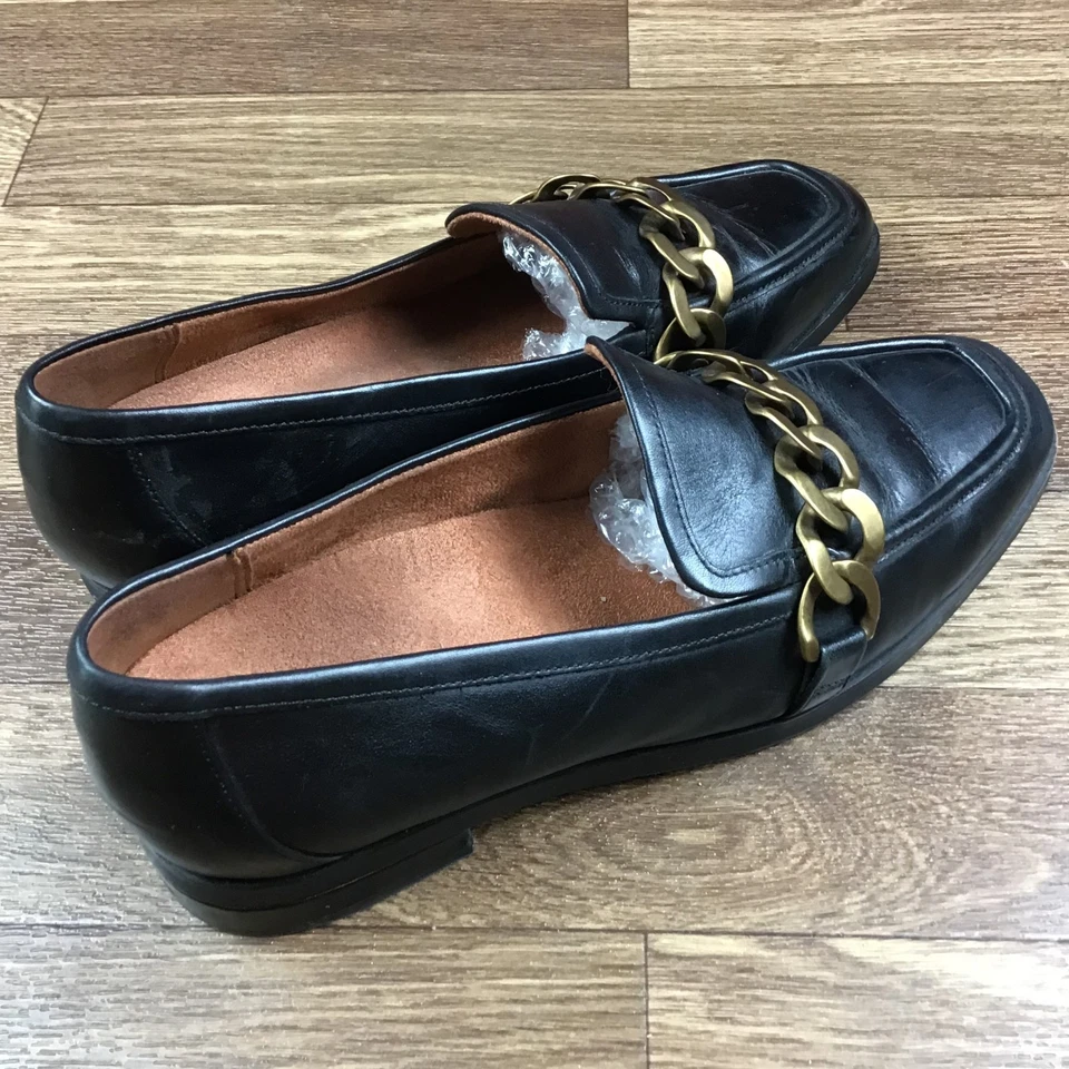 Mocasines Vionic para mujer talla 8 de cuero negro dorado de cadena gruesa Foto 3 de 4