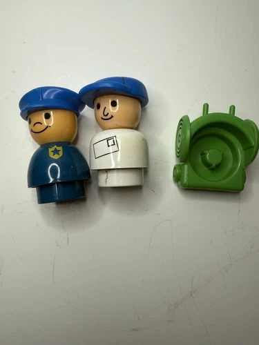 Set Of 2 Fisher Price Little People Vintage Police Officer Cop Mailman Boy Blue
