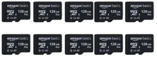 Lot of 10 Amazon Basics Micro SDXC 128GB Memory Card With Full Size Adapter