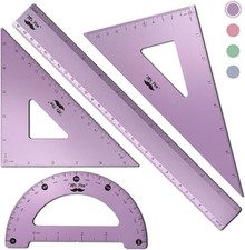 - Geometry Set, 4 Pack, Blue Magenta Color, Metal Geometry Kit, Triangle Ruler,