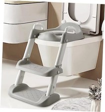 Toilet Potty Training Seat with Step Stool Ladder, Comfortable Safe Potty Gray