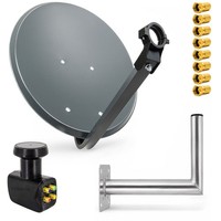 Sat Anlage 80Cm Satelliten Antenne SchüSsel Spiegel Wandhalter 25Cm Quad Lnb 4K