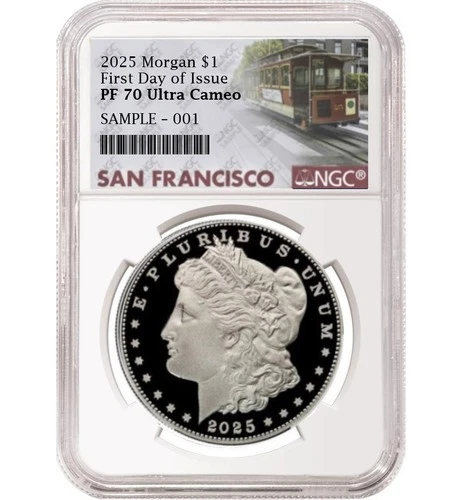 2025 Proof Morgan Silver Dollar NGC PF70 UC First Day of Issue SF Trolley