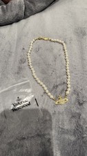 Vivienne Westwood Silver Mini Bas Relief Pearl Orb Choker Necklace Gift Set.
