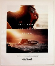 Pubblicità barca fuoribordo Sea Ray Sundancer 370 stampa 2021 tramonto stile di vita nautica