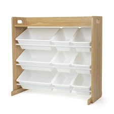 Humble Crew Toy Storage Organizer w/ Top Shelf & 9 Removable Bins, Natural/White
