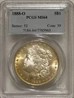 1888 O Morgan Silver Dollar PCGS MS64 Better Date/Light Gold Toned Obverse