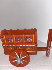 Vintage Folk Art Orange Wooden Wagon Costa Rican Ox Cart Handmade
