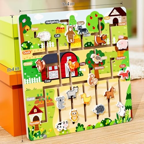 Montessori Wooden Animal Maze,Preschool Educational Learning farm - Picture 5 of 7