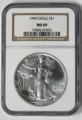 1990 American Silver Eagle - NGC MS69 - Brown Label !!