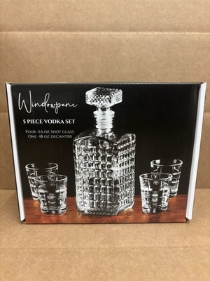 Circleware Windowpane 5 Piece Vodka Decanter Shot Glass Set 55801
