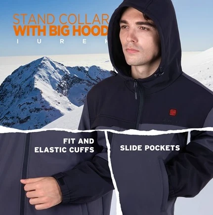 IUREK HEATED JACKET FOR MEN AND WOMEN DETACHABLE HOOD - SIZE: MEN M - GRAY