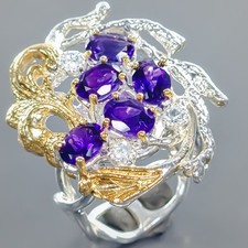 Gemstone Jewelry Natural Amethyst Ring 925 St...