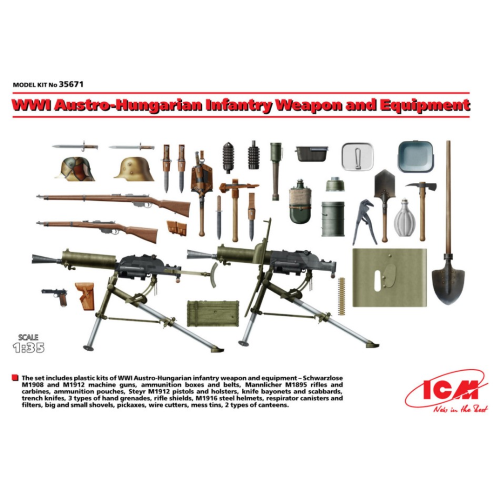 Wwii Austro Hungarian Infantry Weapon And Equipment Kit 1:35 Icm Kit Figure Mili-image