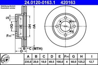 2X ATE Bremsscheibe 24.0120-0163.1 FüR Suzuki