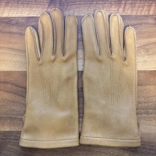 Vintage L.L. Bean Sta-Soft Deer Skin Leather Driving Gloves Tan Buckle Women's S