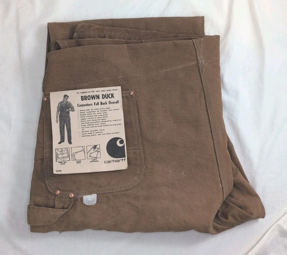VTG Carhartt Brown Duck Carpenter Full Back Overalls Mens 50x30 66FB USA Made
Opens in a new window
