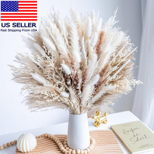 96PCS Natural Dried Pampas Grass Boho Home Decor Bouquet Phragmites Dried Flower