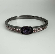 Givenchy Gunmetal Hinged Bangle Bracelet Purp...