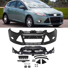 Front Bumper Cover Kit w/ Grille and Fog Light For 2012 2013 2014 Ford Focus SE