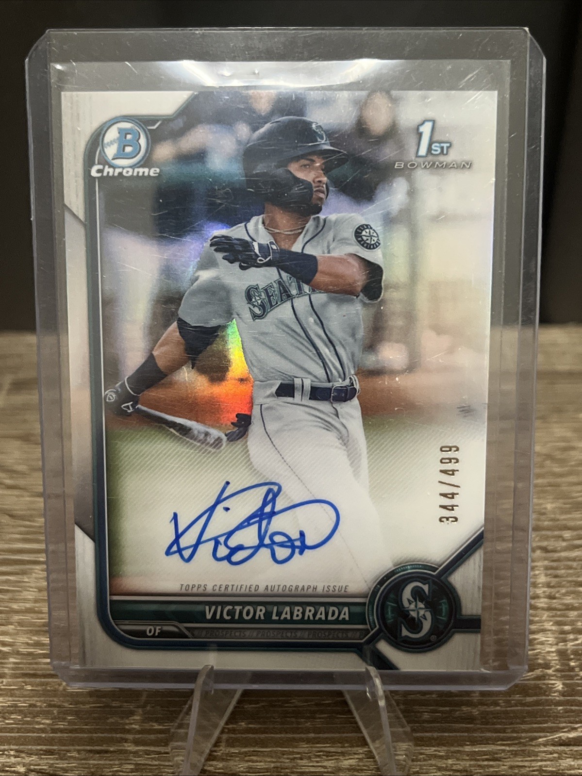2022 Bowman Chrome 1st VICTOR LABRADA Refractor #344/499 AUTO Seattle Mariners