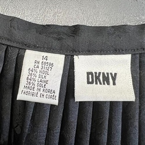 DKNY Black Silk/Wool Whimsy Goth Floral Jacquard Pleated Midi Skirt Womens 14 - 第 11/16 張圖片