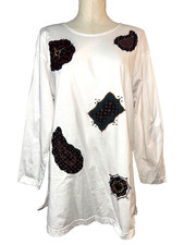 Carole Little Women's Vintage Patch Embellished Applique Women's Tunic size L
