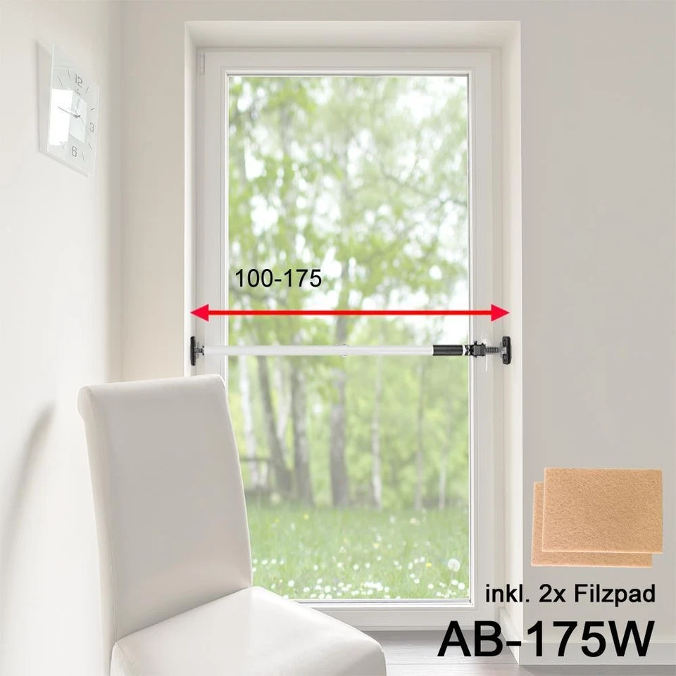 1,75m Sicherungsstange Fenstersicherung Türsicherung Einbruchschutz Farbe Weiß