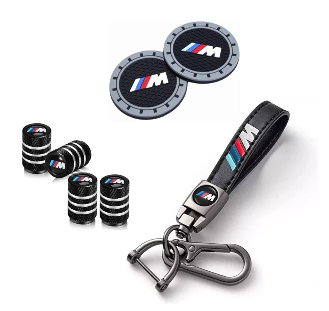M SPORT Luxury Leather Keychain M Sport With Dust Caps & Cup Holder Black UK - Picture 1 of 11