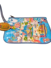 VINTAGE DISNEYLAND 50TH ANNIVERSARY RETRO PRINT (SHAG-LIKE) WRISTLET BAG PURSE