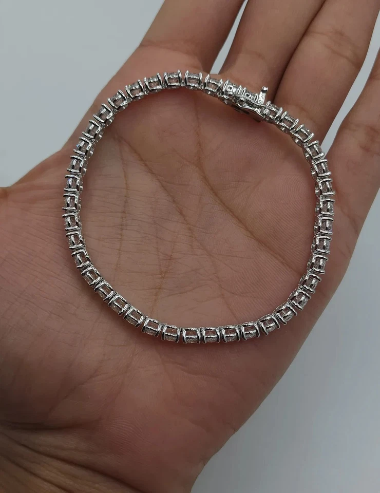 Brazalete de tenis para mujer G/VS 7 quilates TW diamante redondo oro blanco de 14 quilates embalaje original 7" cultivado en laboratorio Foto 2 de 4
