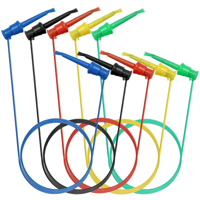 5 Pack Electrical Dual Lead Test Hook Clips Silicone Test Cables for Electronics