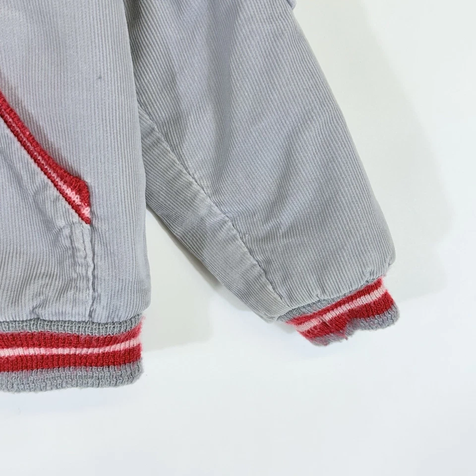 Abrigo Chaqueta Osh Kosh Vintage Niños 4 5 Gris Pana Beréber Forrado de Vellón Hecho en EE. UU. Foto 3 de 4