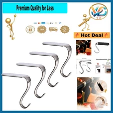 Silver Metal Christmas Stocking Holders Set of 4 – Fireplace Mantel Hooks