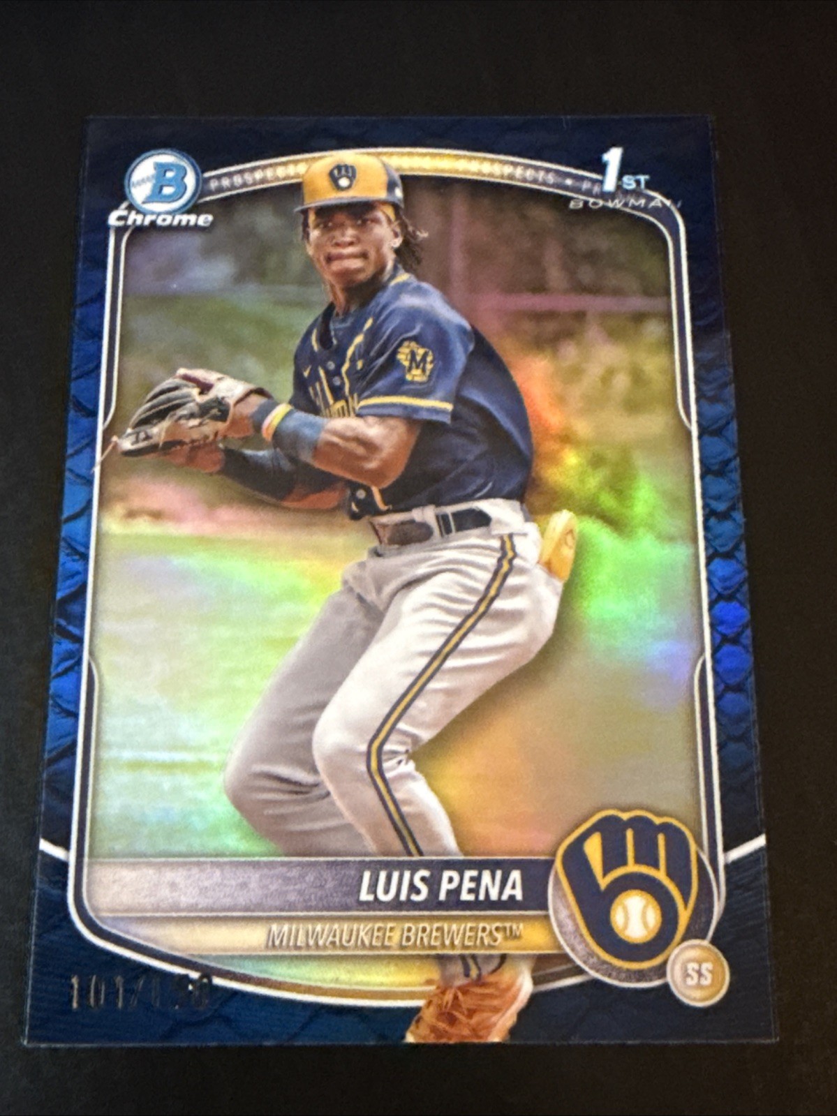 2025 Bowman Luis Pena Chrome Reptilian Blue Refractor 1st #101/150