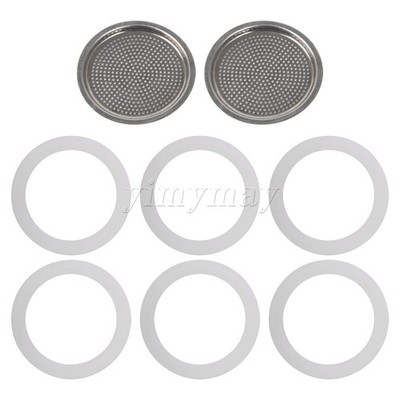 6 x Silicone Gasket Replacement for Moka Express Bialetti Silver