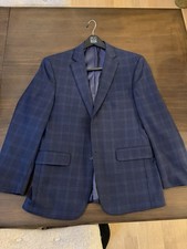 JOS A BANK Established 1905 Dark Blue Plaid Wool Sport Coat, 3 Season
